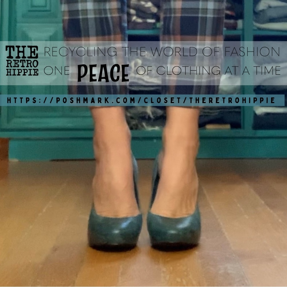 Slate Blue Distressed Platform Heels